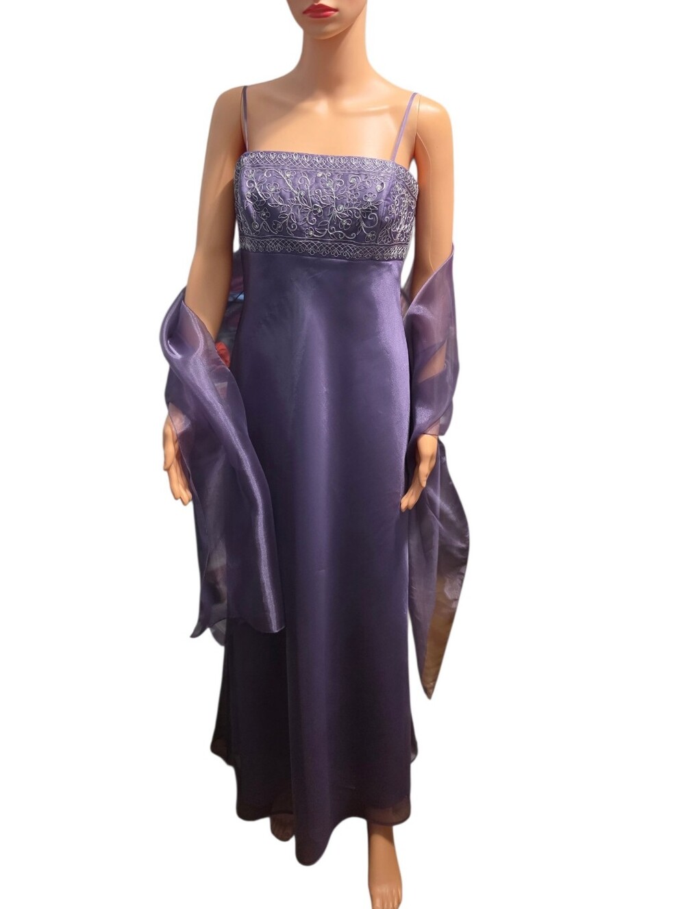 Vintage Michaelangelo Lavender Fairycore Formal Gown With Matching Sheer Shawl 8